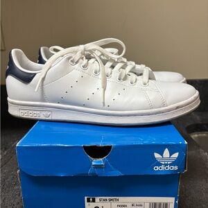 Adidas Stan Smith White and Navy Sneakers